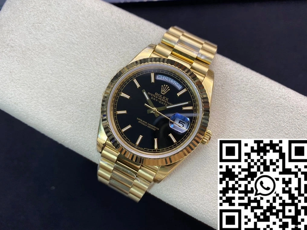 Black 40MM Dial EW Factory Yellow Rolex Gold Day Date 0314